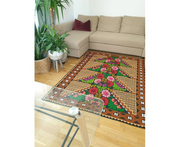 Handwoven Floral Banat Wool Rug, 196x142 cm, view 8
