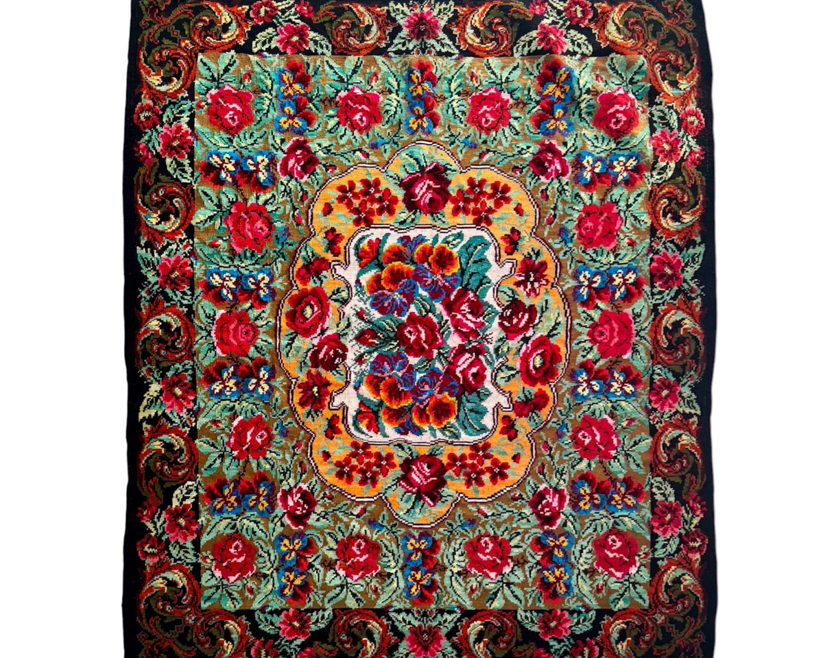 Handwoven Floral Bessarabian Wool Rug, 250x210 cm