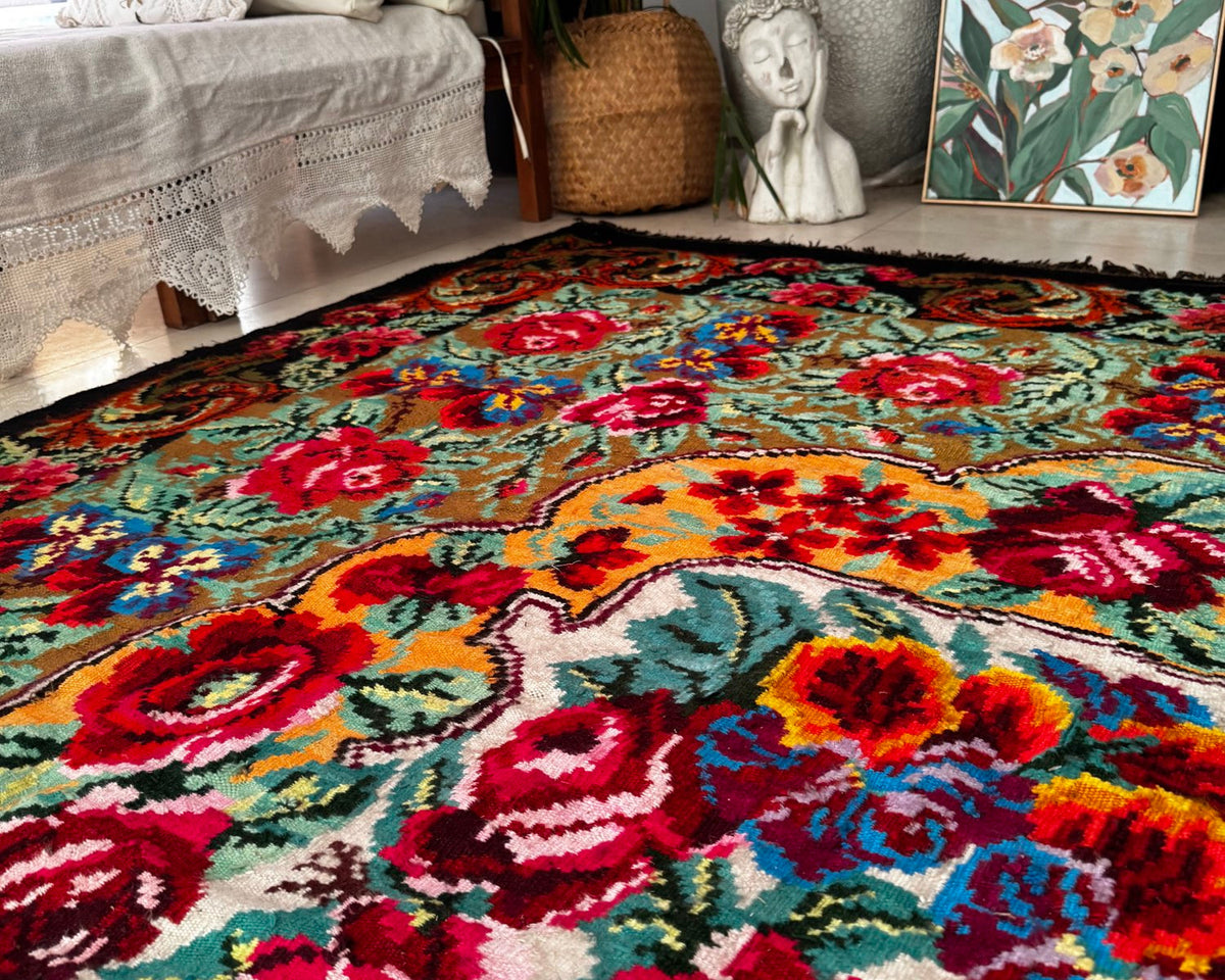 Handwoven Floral Bessarabian Wool Rug, 250x210 cm, view 13