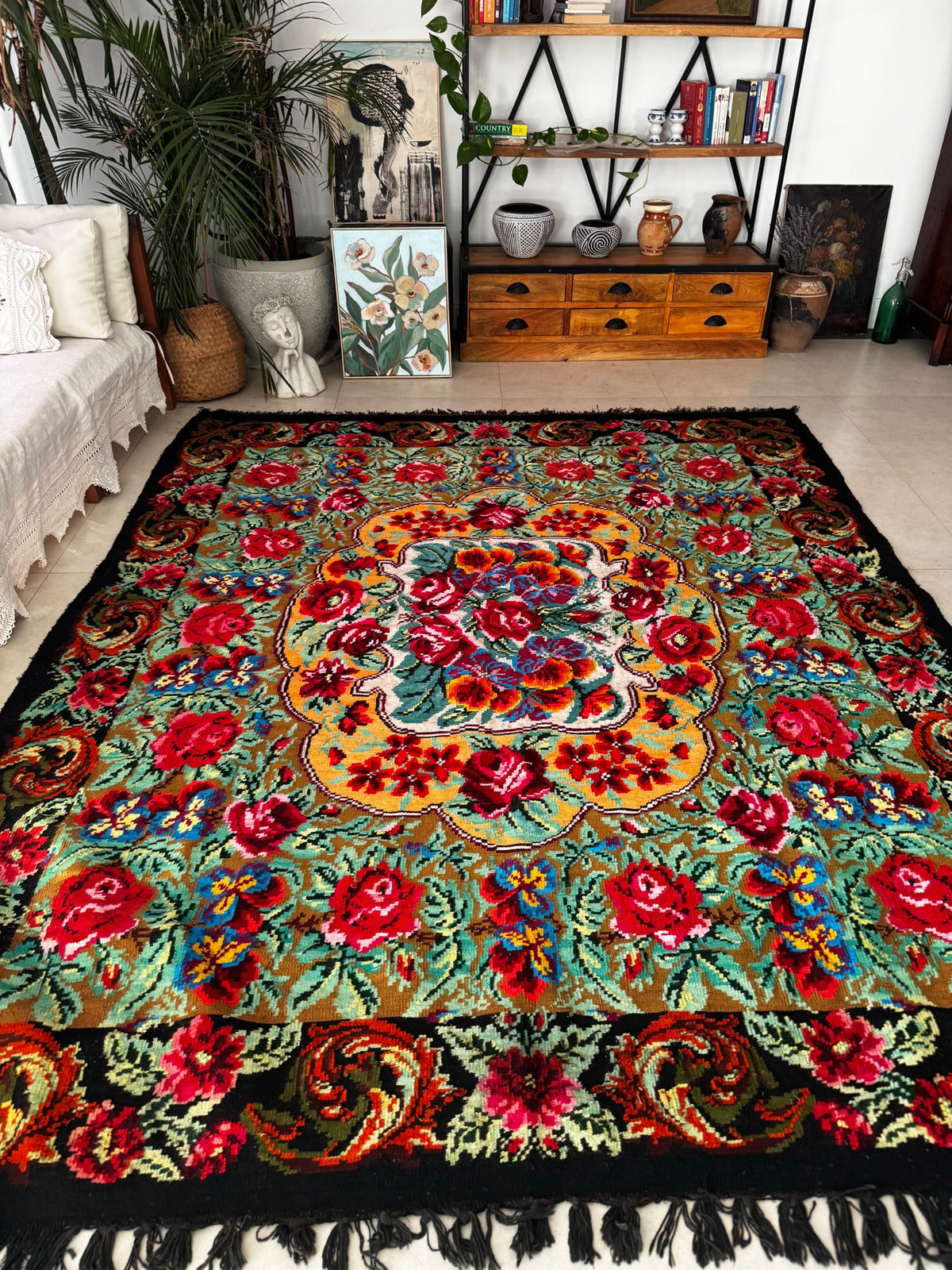 Handwoven Floral Bessarabian Wool Rug, 250x210 cm, view 2