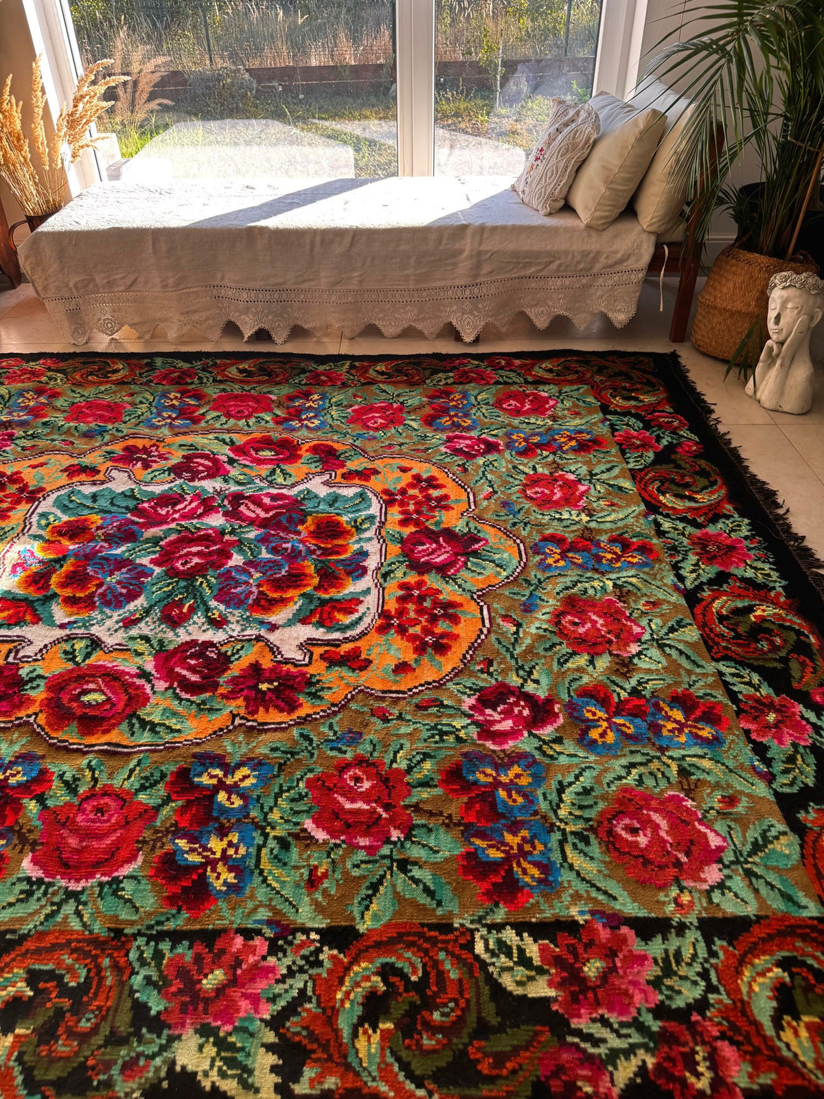 Handwoven Floral Bessarabian Wool Rug, 250x210 cm, view 4
