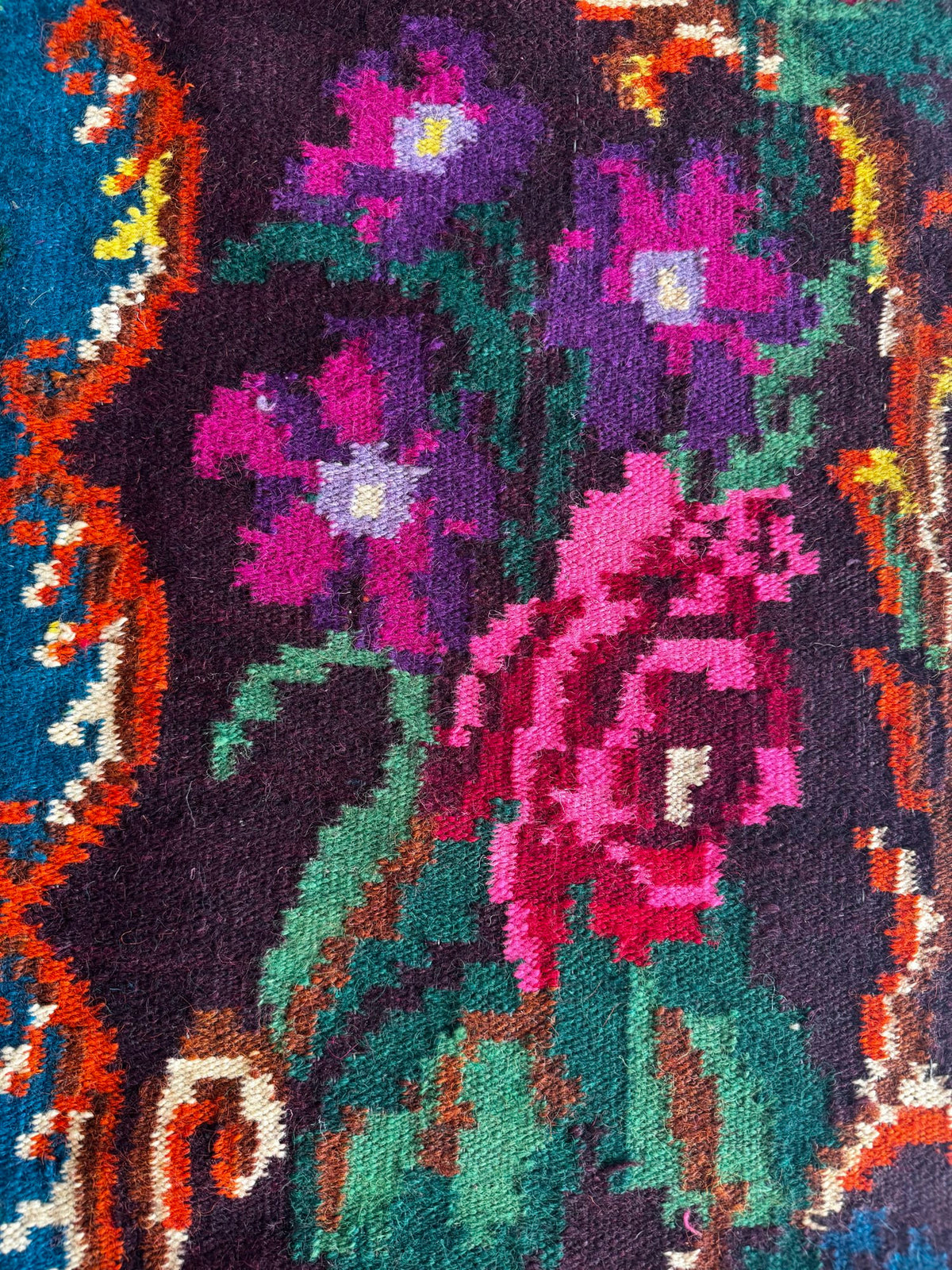 Handwoven Blue Floral Bessarabian Wool Rug, 335x175 cm, view 9