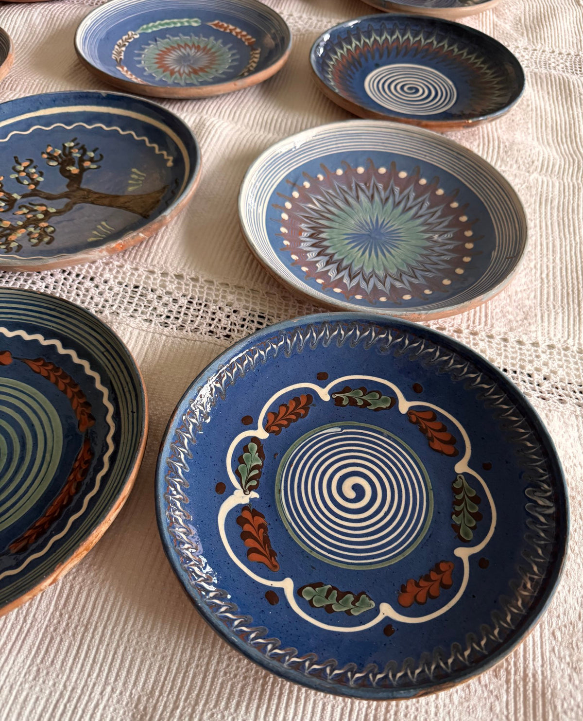 Blue Horezu Clay Plate, Romanian Folk Pottery, 20-22 cm, view 13