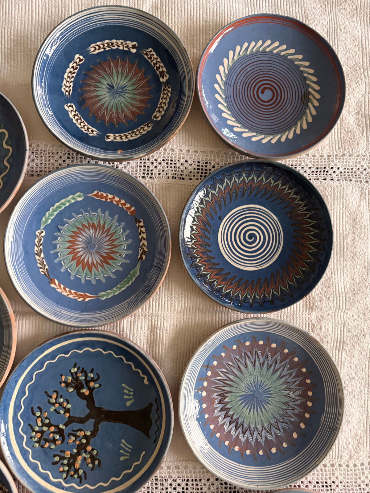 Blue Horezu Clay Plate, Romanian Folk Pottery, 20-22 cm, view 7