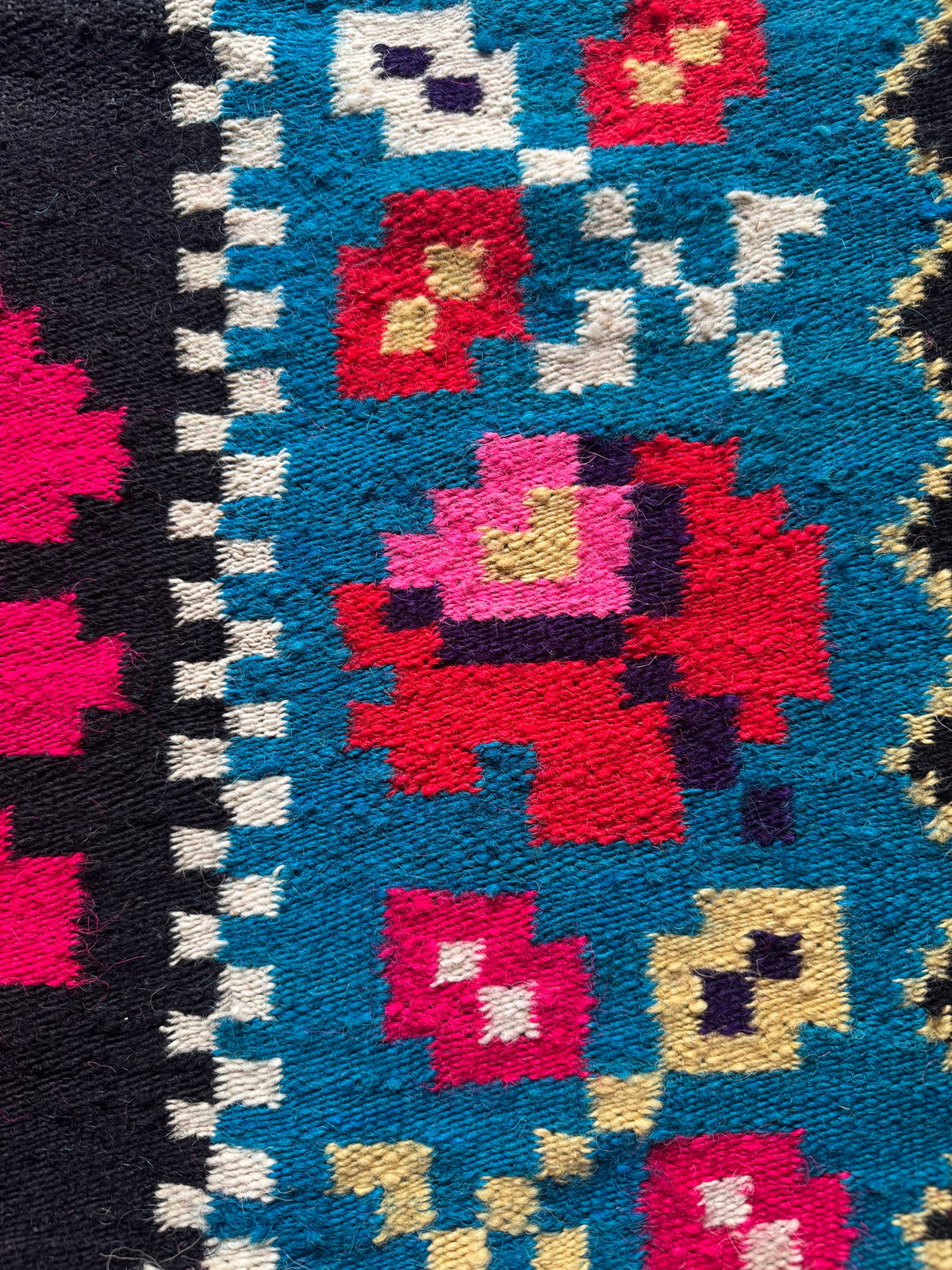 Vintage Blue Floral Maramureș Wool Rug, 195x135 cm, view 5