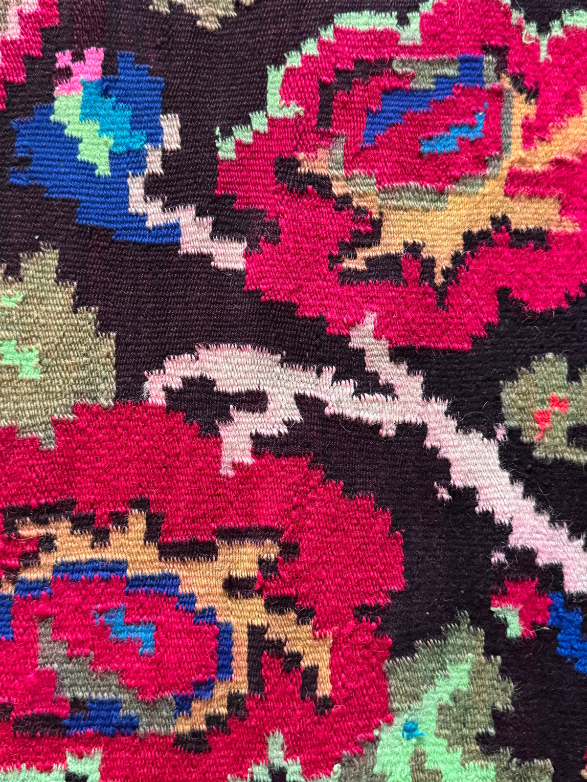 Handwoven Green Floral Maramureș Wool Rug, 165x125 cm, view 6