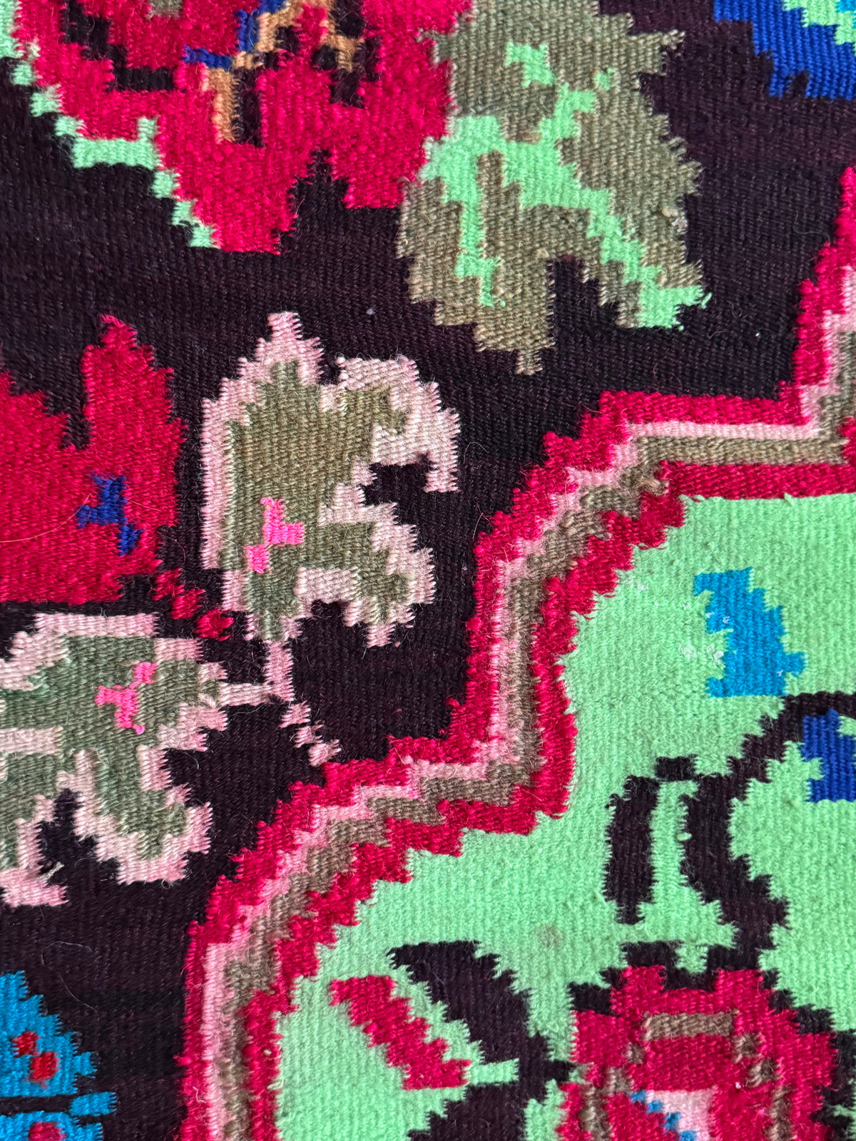 Handwoven Green Floral Maramureș Wool Rug, 165x125 cm, view 9