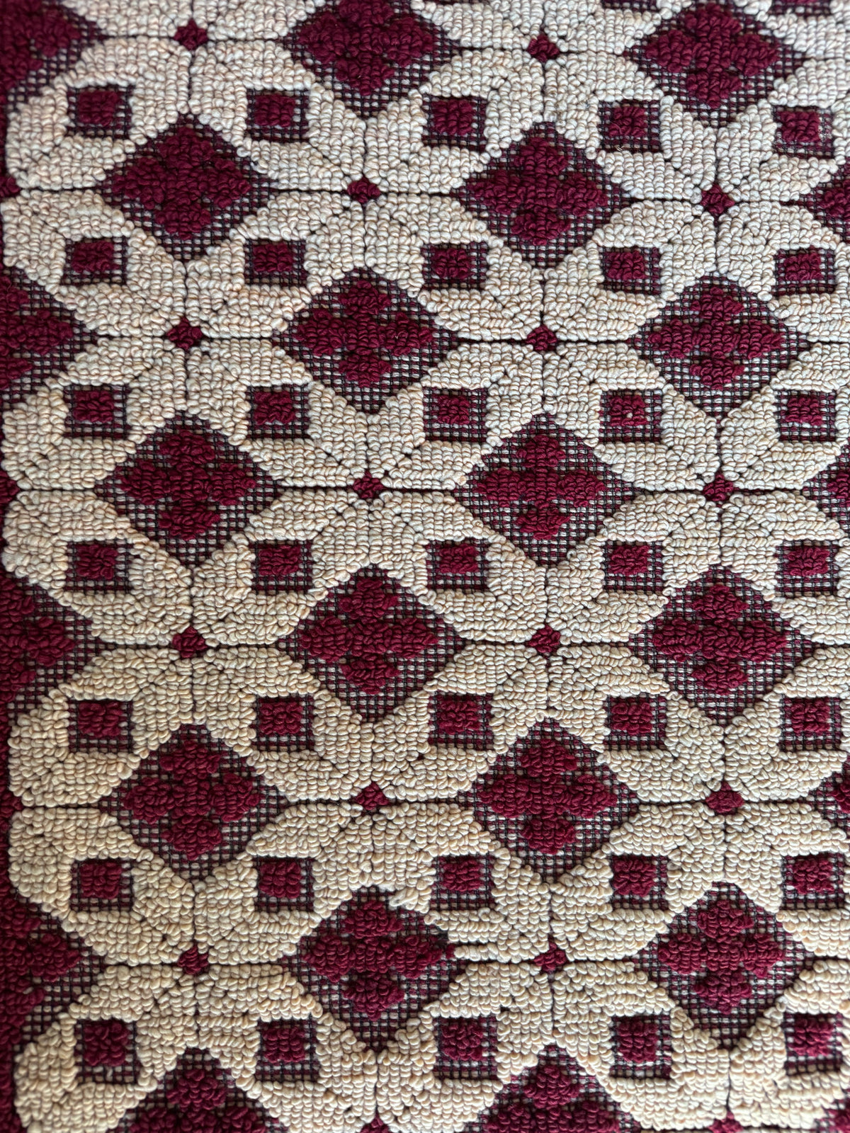 Vintage Dark Red Geometric Romanian Wool Rug, 193x88 cm, view 7