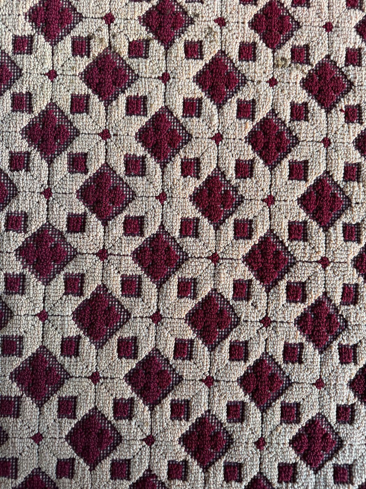 Vintage Dark Red Geometric Romanian Wool Rug, 193x88 cm, view 8