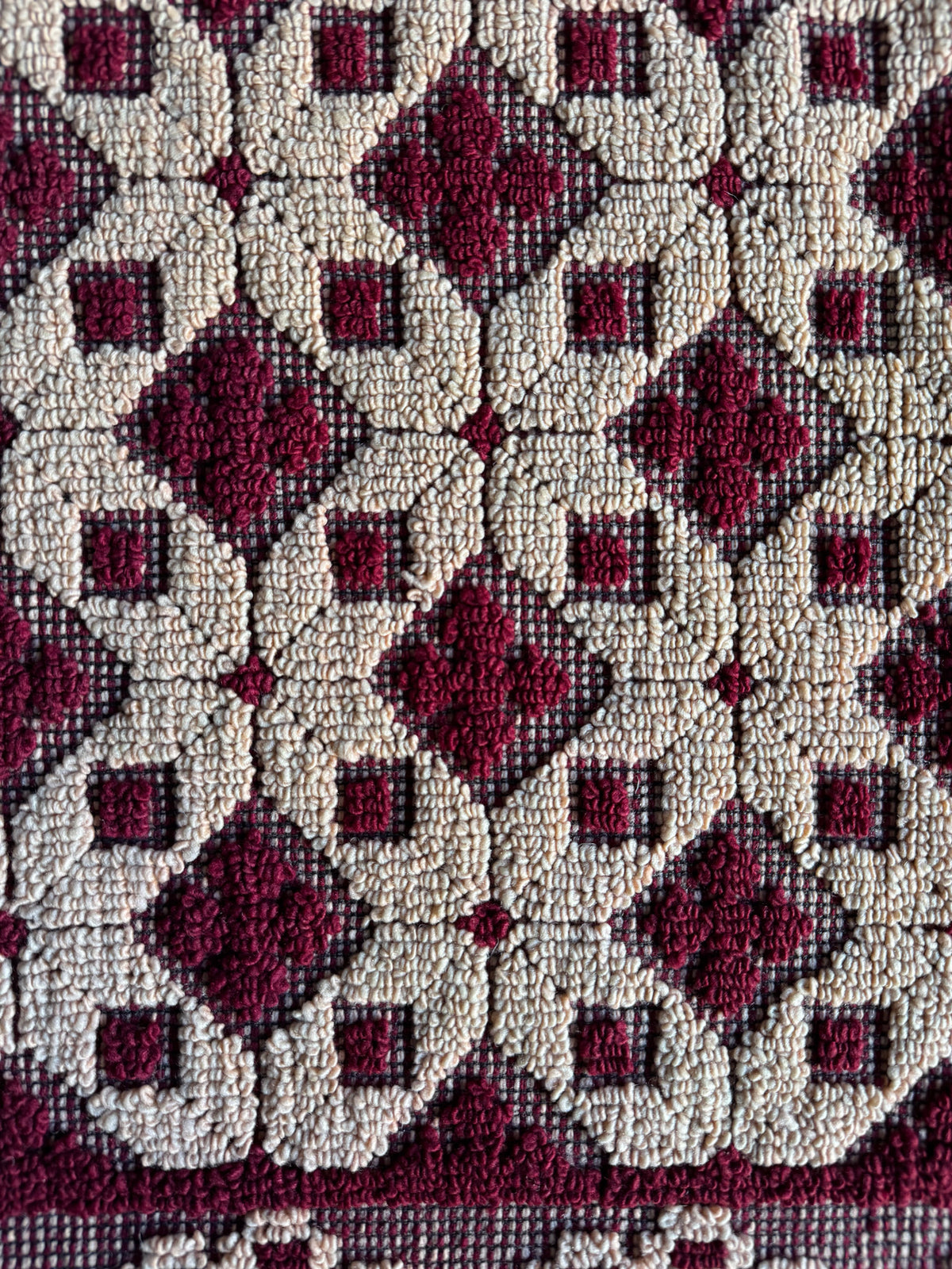 Vintage Dark Red Geometric Romanian Wool Rug, 193x88 cm, view 9