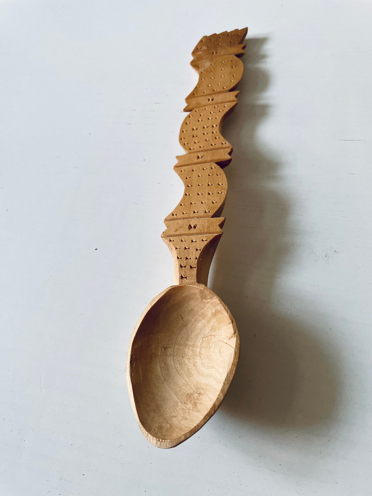 Hand-Carved Wooden Spoon from Moldavia, 27 cm, view 4