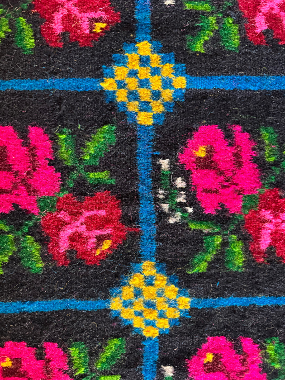 Vintage Pink Floral Romanian Wool Runner Rug, 230x98 cm, view 7
