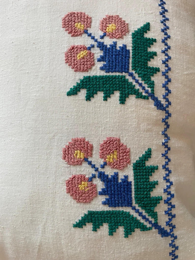 Cross-Stitch Floral Pillow Case from Old Towel, 40x35 cm, view 5