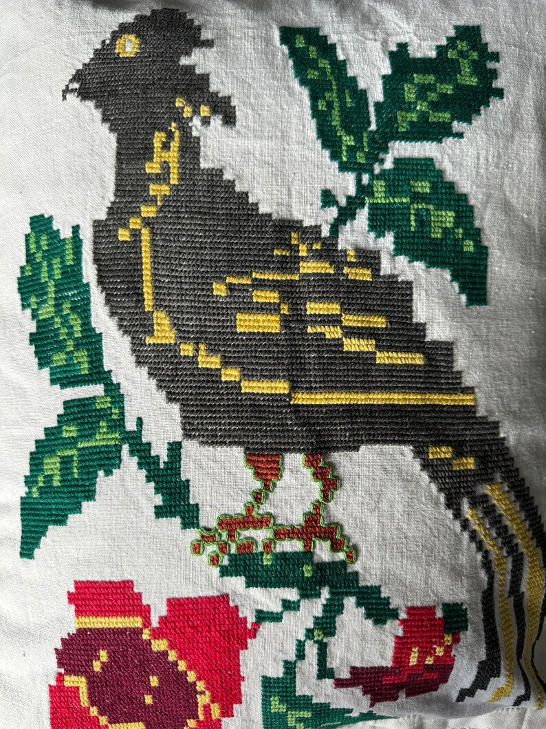 Large Embroidered Bird Pillow Case with Lace, 40x49 cm, view 4
