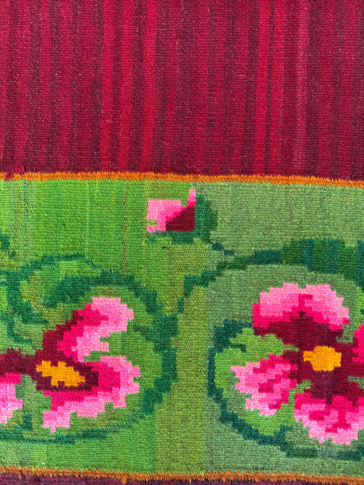Handwoven Green Floral Bessarabian Wool Rug, 275x140 cm, view 12
