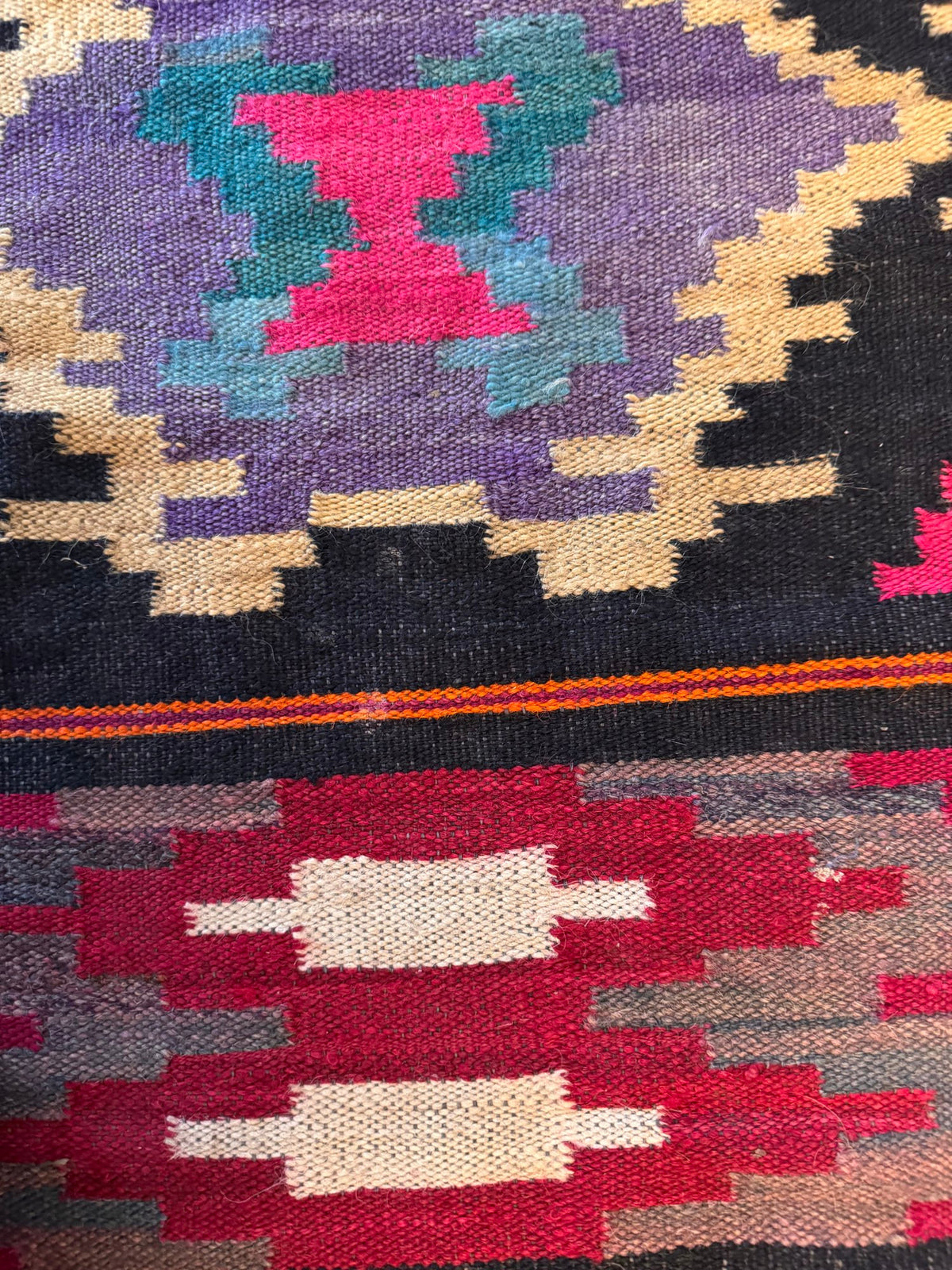 Vintage Geometric Maramureș Wool Runner Rug, 370x68 cm, view 6