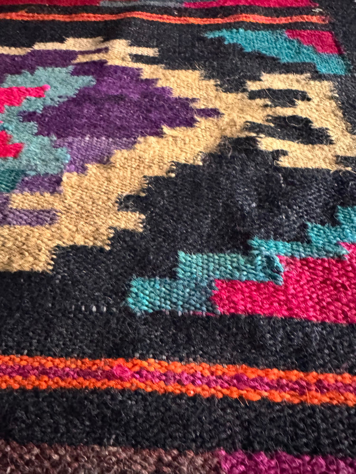 Vintage Geometric Maramureș Wool Runner Rug, 370x68 cm, view 8