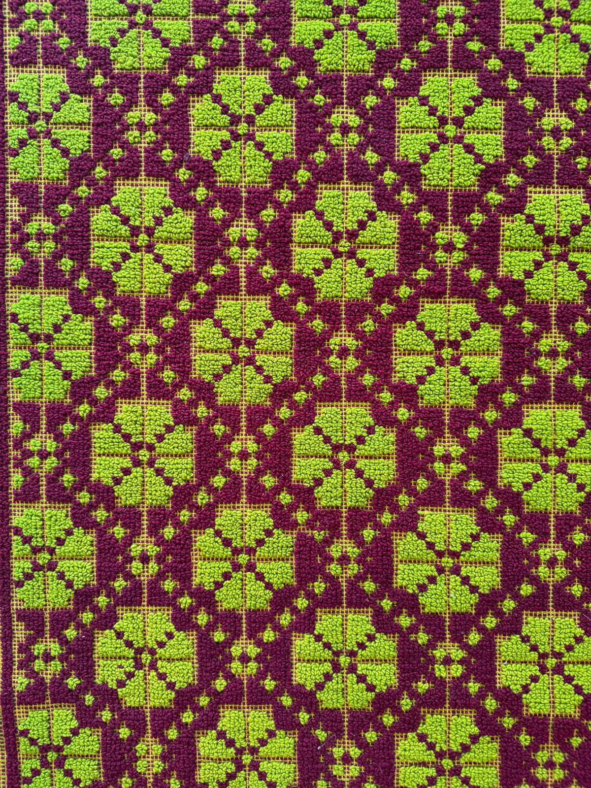 Vintage Green Geometric Romanian Wool Rug, 200x162 cm, view 7