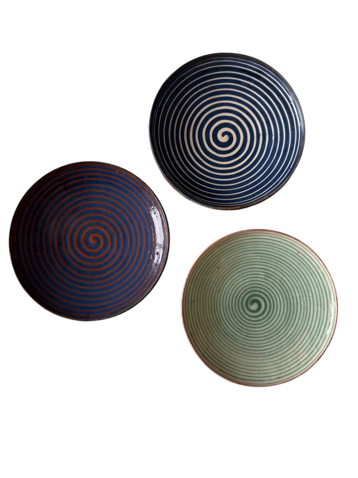 Horezu Ceramic Plate, Spiral Design, 21 cm