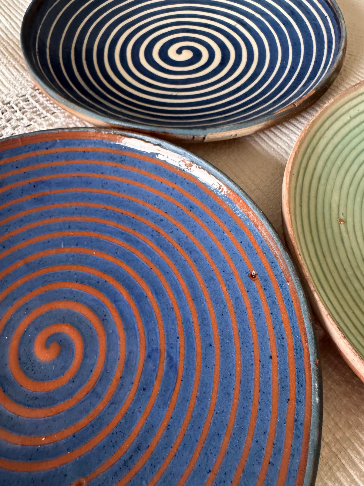 Horezu Ceramic Plate, Spiral Design, 21 cm, view 3