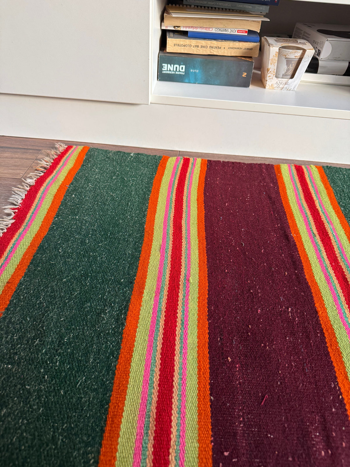 Vintage Green Striped Romanian Wool Runner Rug, 220x75 cm, view 6