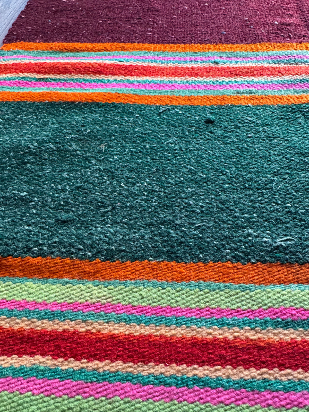 Vintage Green Striped Romanian Wool Runner Rug, 220x75 cm, view 8