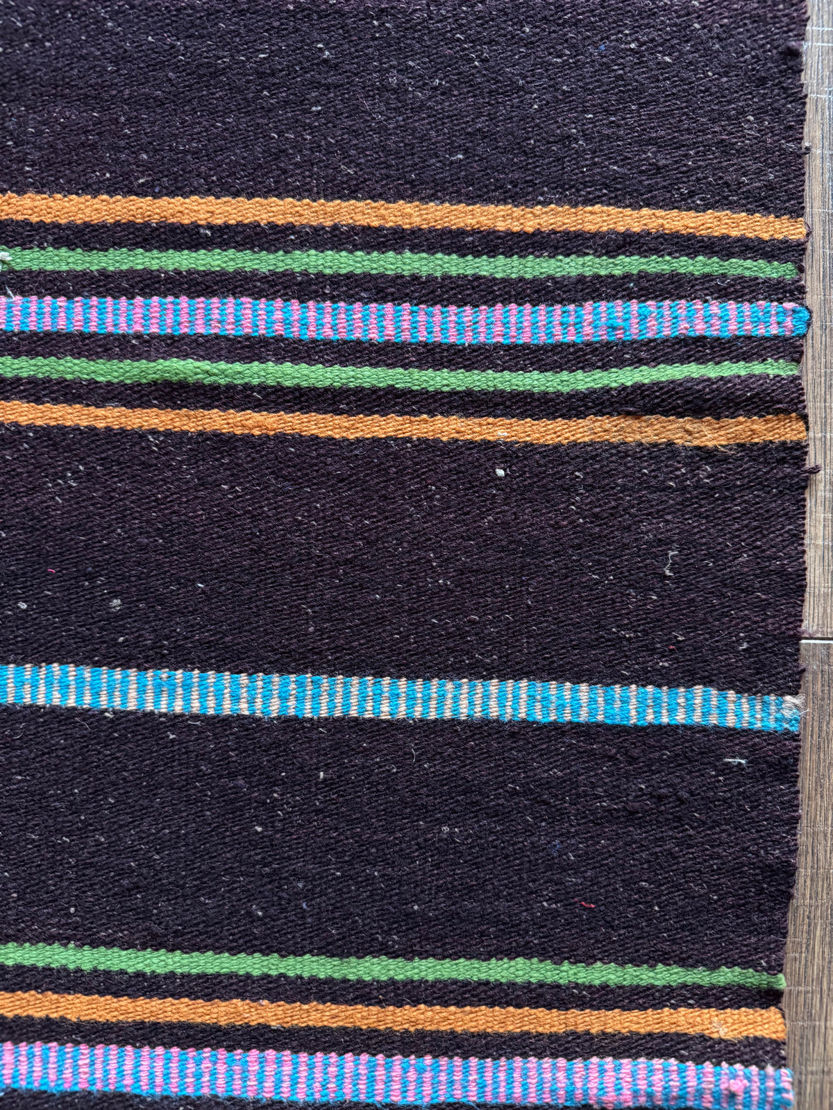 Vintage Brown Striped Romanian Wool Runner Rug, 213x80 cm, view 3