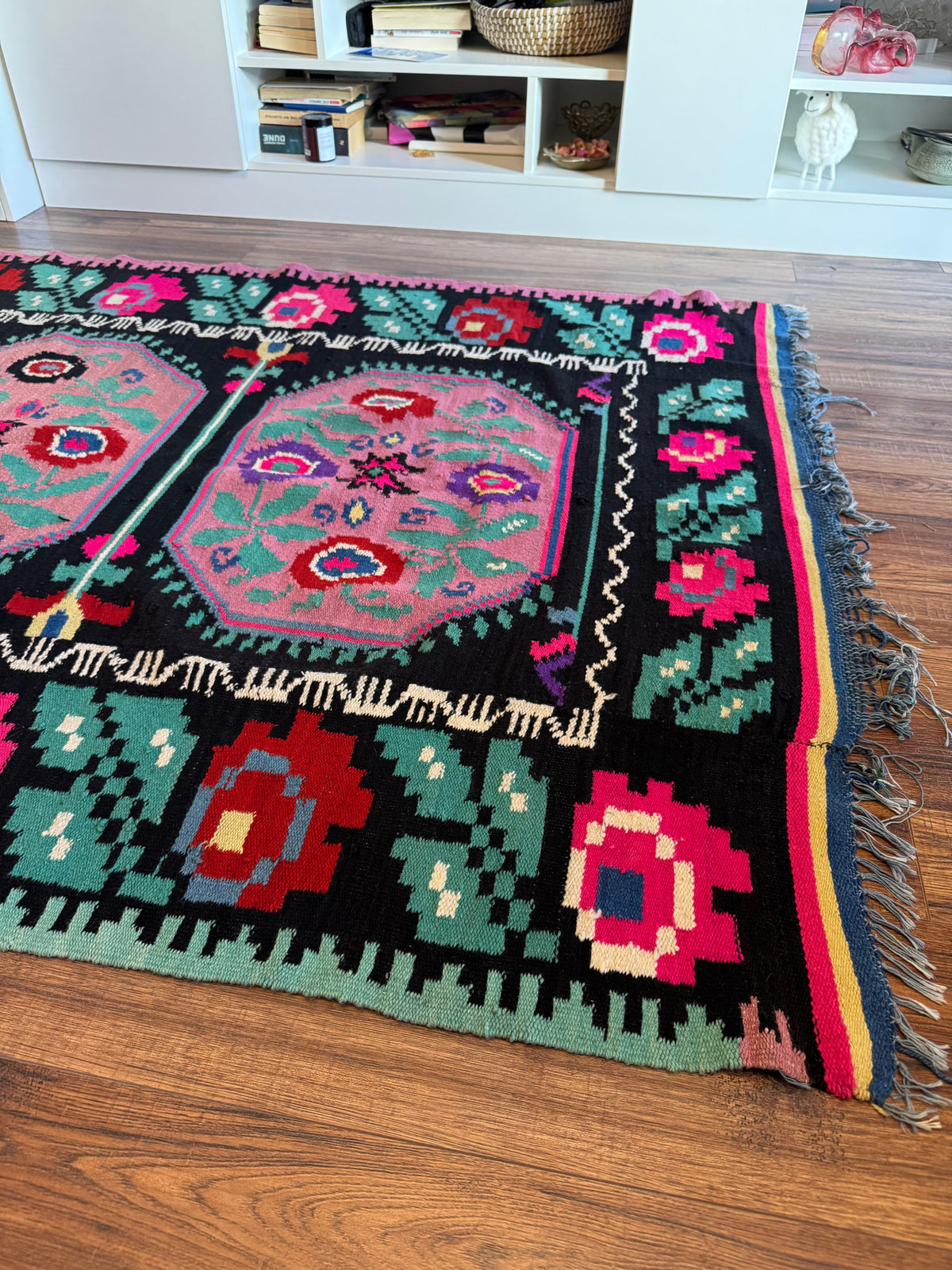 Handwoven Floral Transylvanian Wool Runner Rug, 328x140 cm, view 12