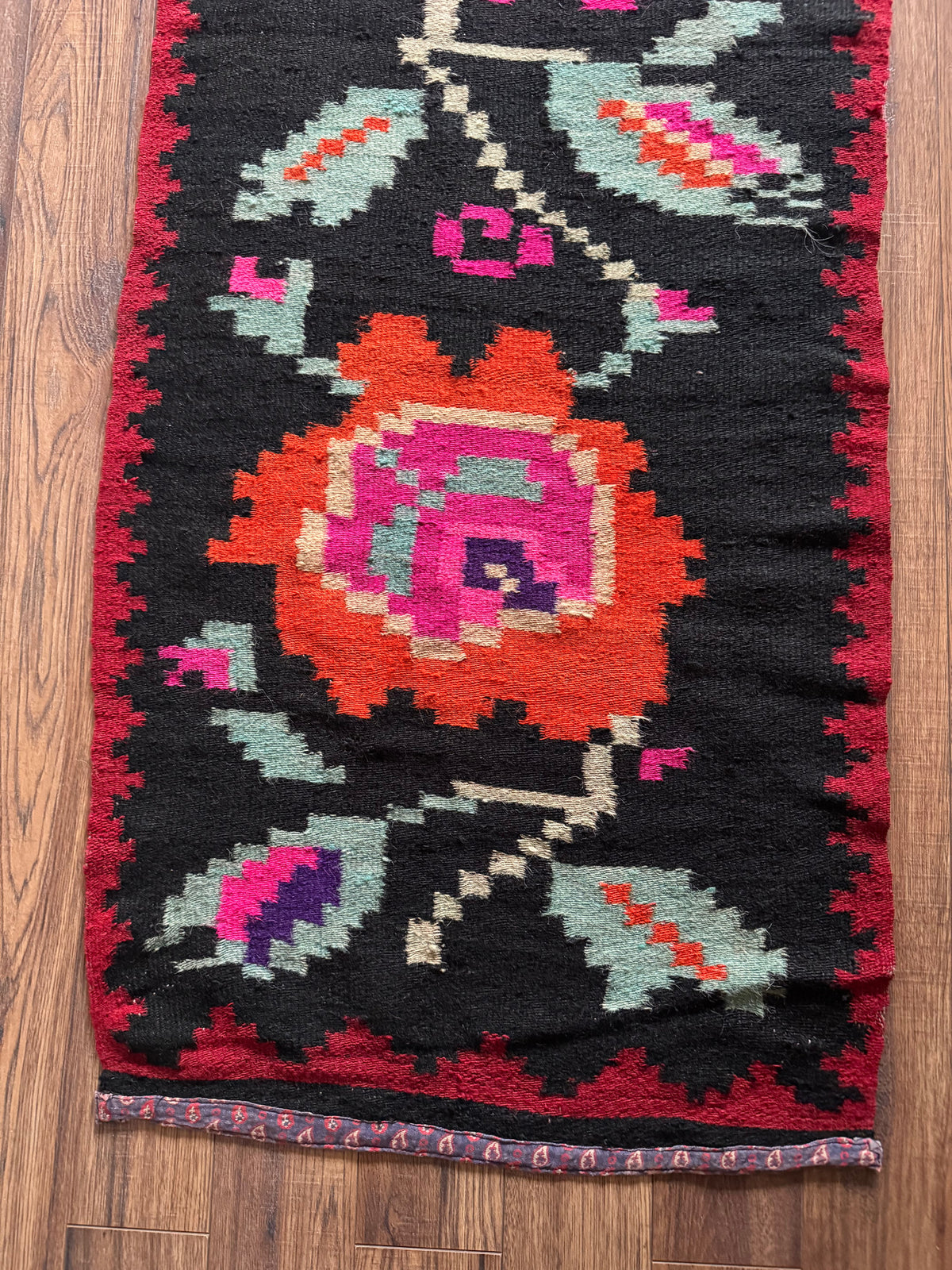 Vintage Floral Maramureș Wool Runner Rug, 368x67 cm, view 11