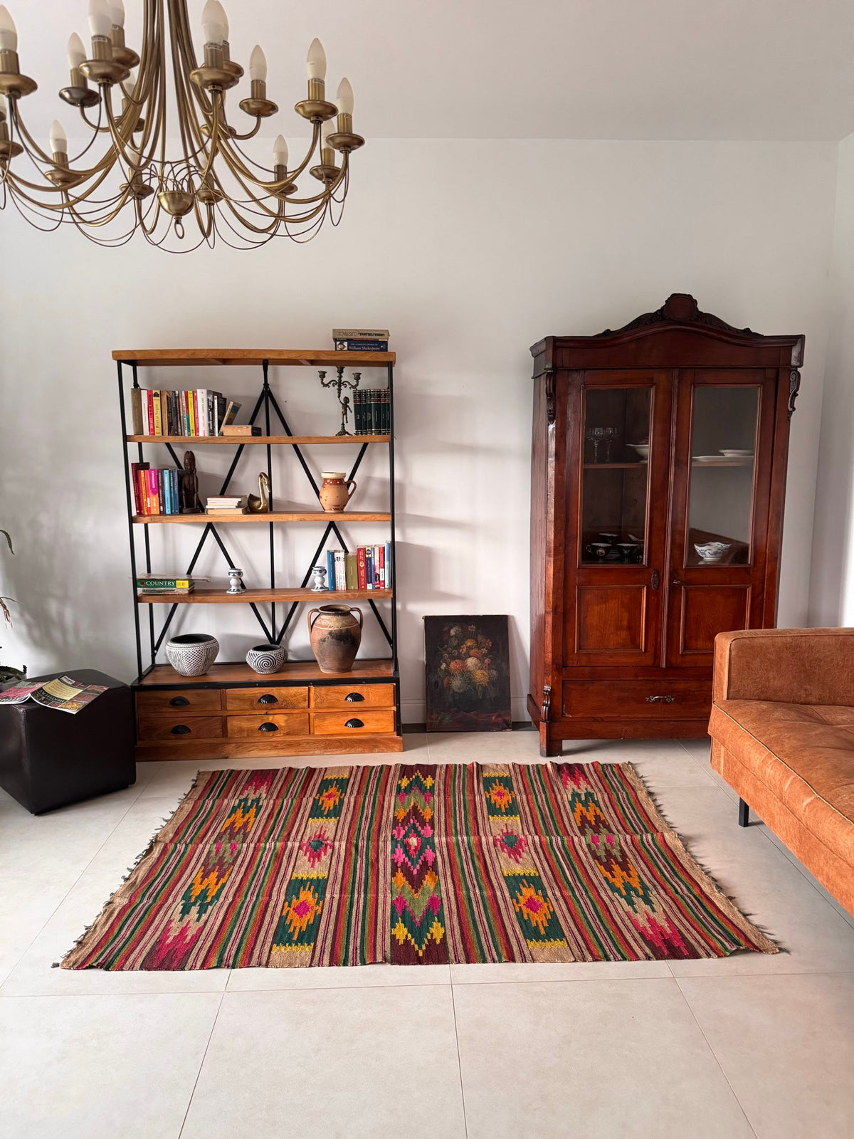 Handwoven Geometric Maramureș Hemp Kilim Rug, 195x135 cm, view 4
