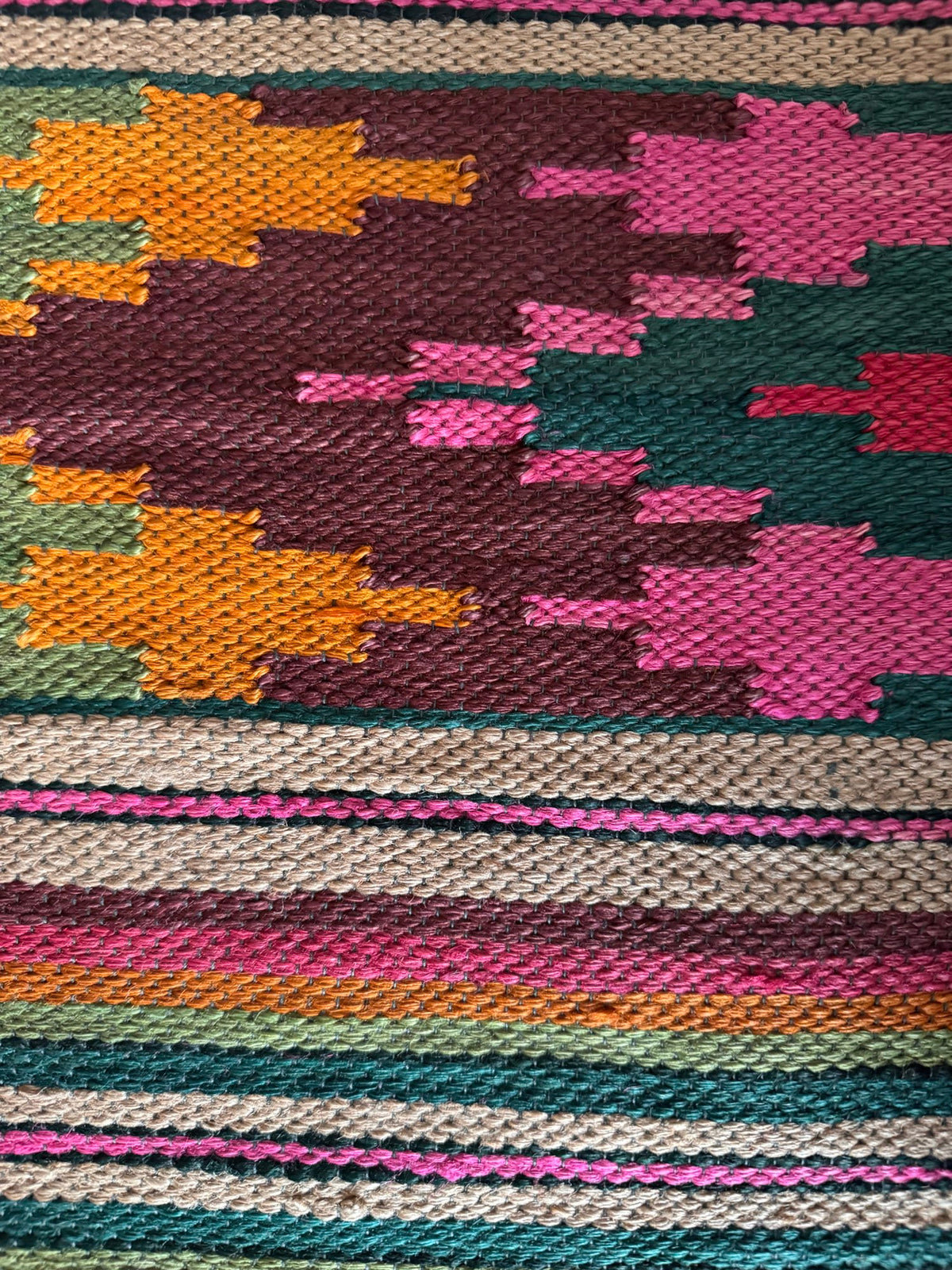 Handwoven Geometric Maramureș Hemp Kilim Rug, 195x135 cm, view 9