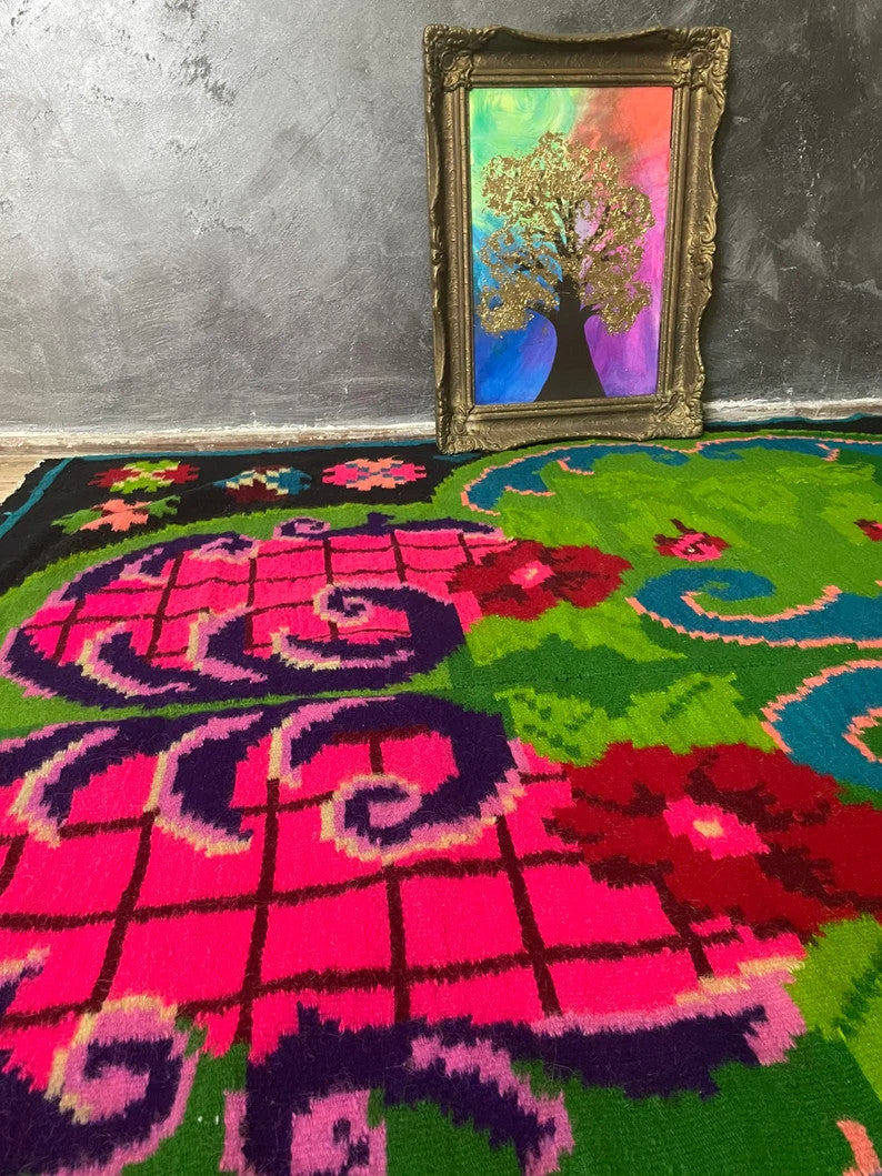 Handwoven Floral Maramureș Wool Kilim Rug, 226x168 cm, view 9