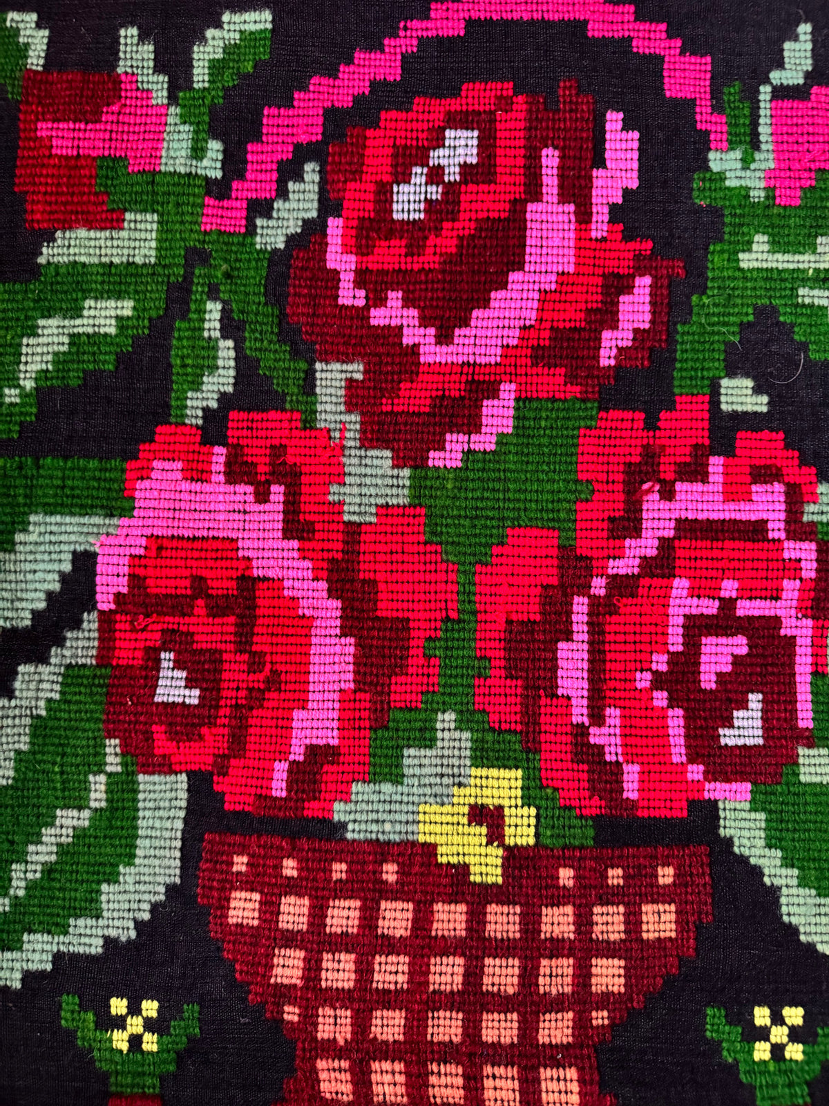 Vintage Black Floral Moldavian Wool Runner Rug, 215x95 cm, view 10