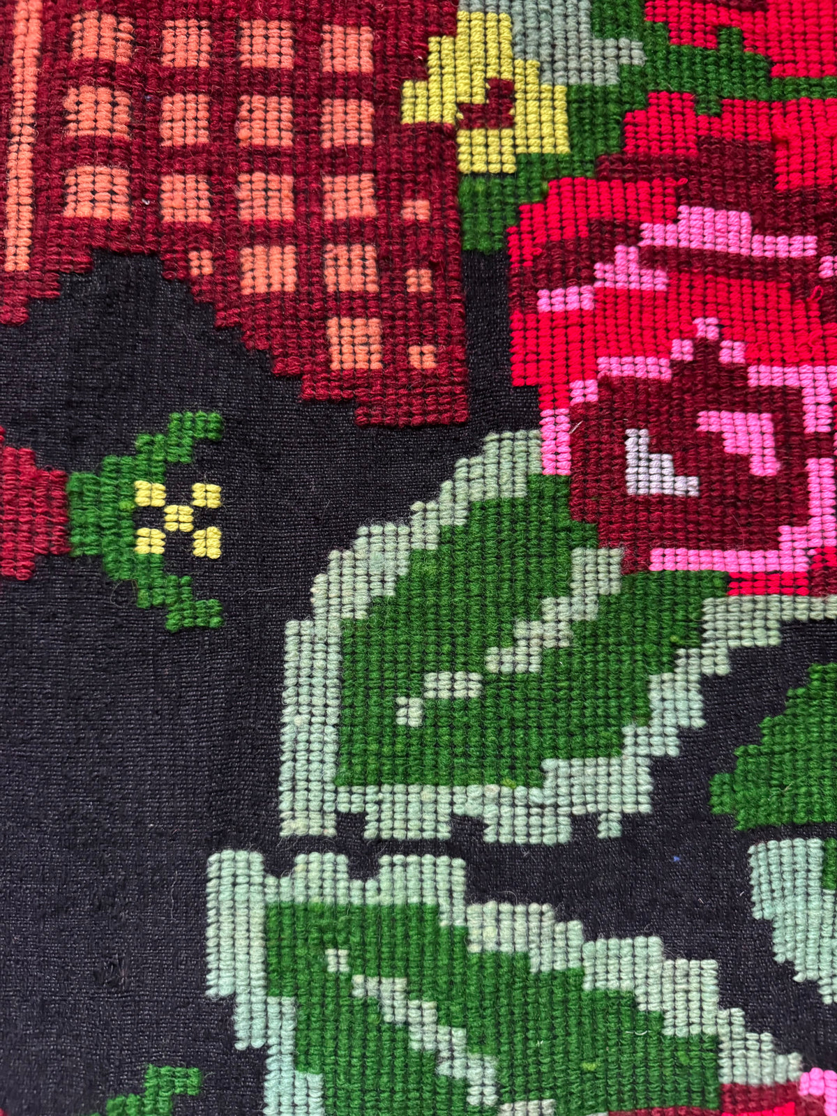 Vintage Black Floral Moldavian Wool Runner Rug, 215x95 cm, view 11