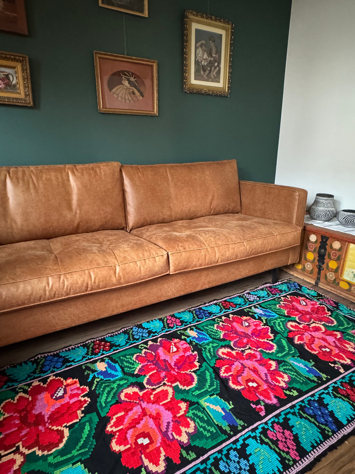 Vintage Black Floral Moldavian Wool Runner Rug, 228x100 cm, view 4
