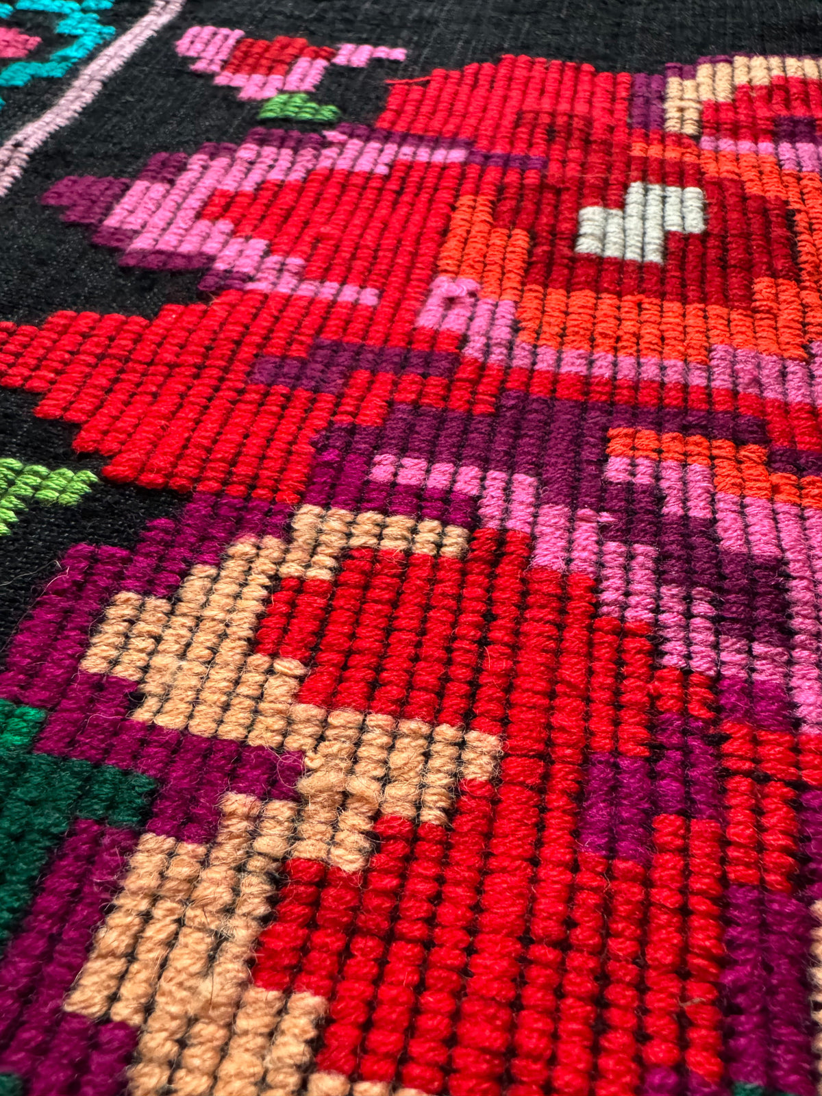Vintage Black Floral Moldavian Wool Runner Rug, 228x100 cm, view 7