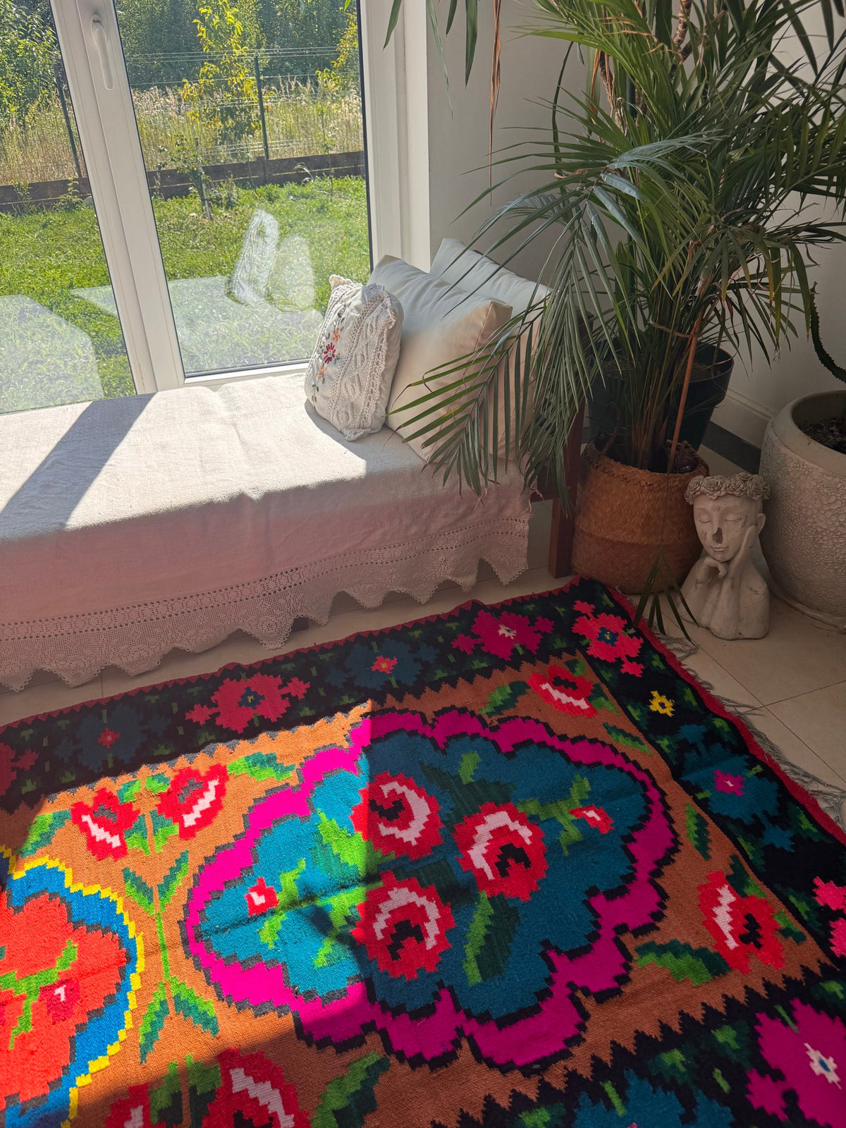 Handwoven Floral Moldavian Wool Kilim Runner, 275x115 cm, view 14