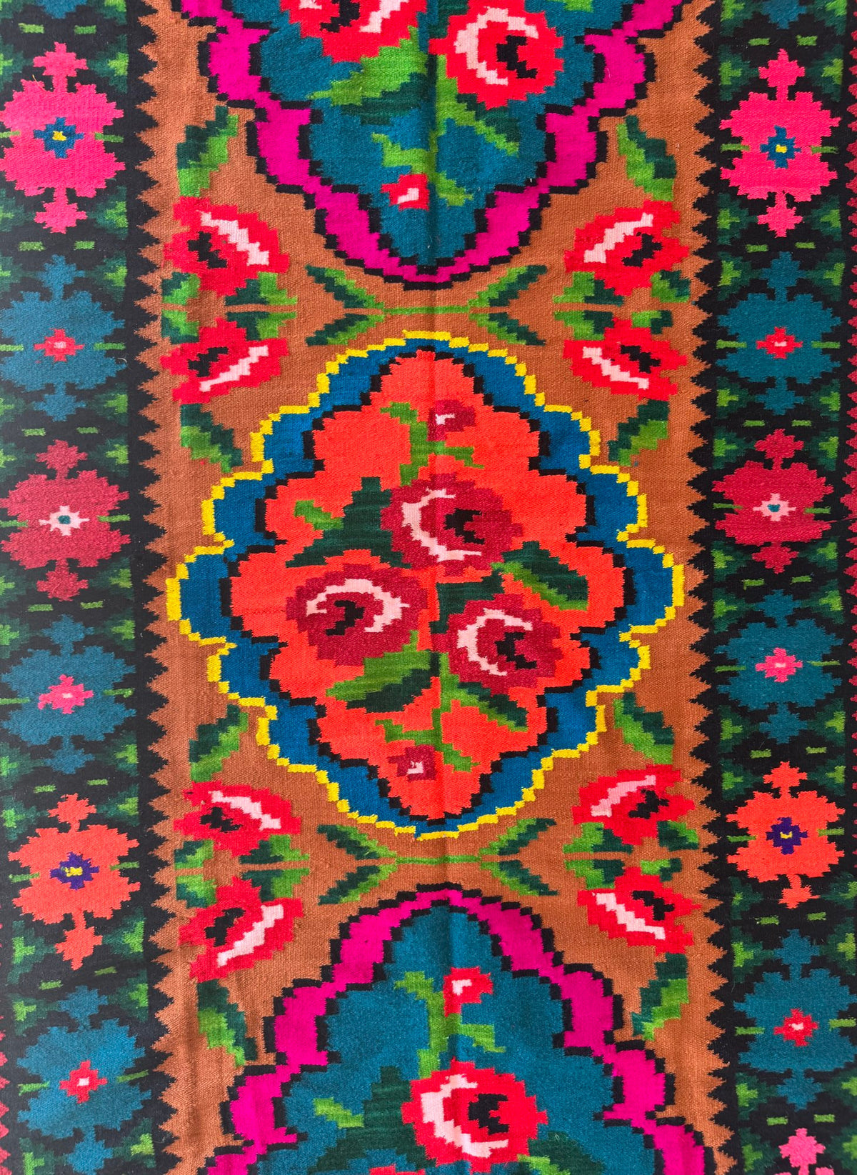 Handwoven Floral Moldavian Wool Kilim Runner, 275x115 cm, view 5