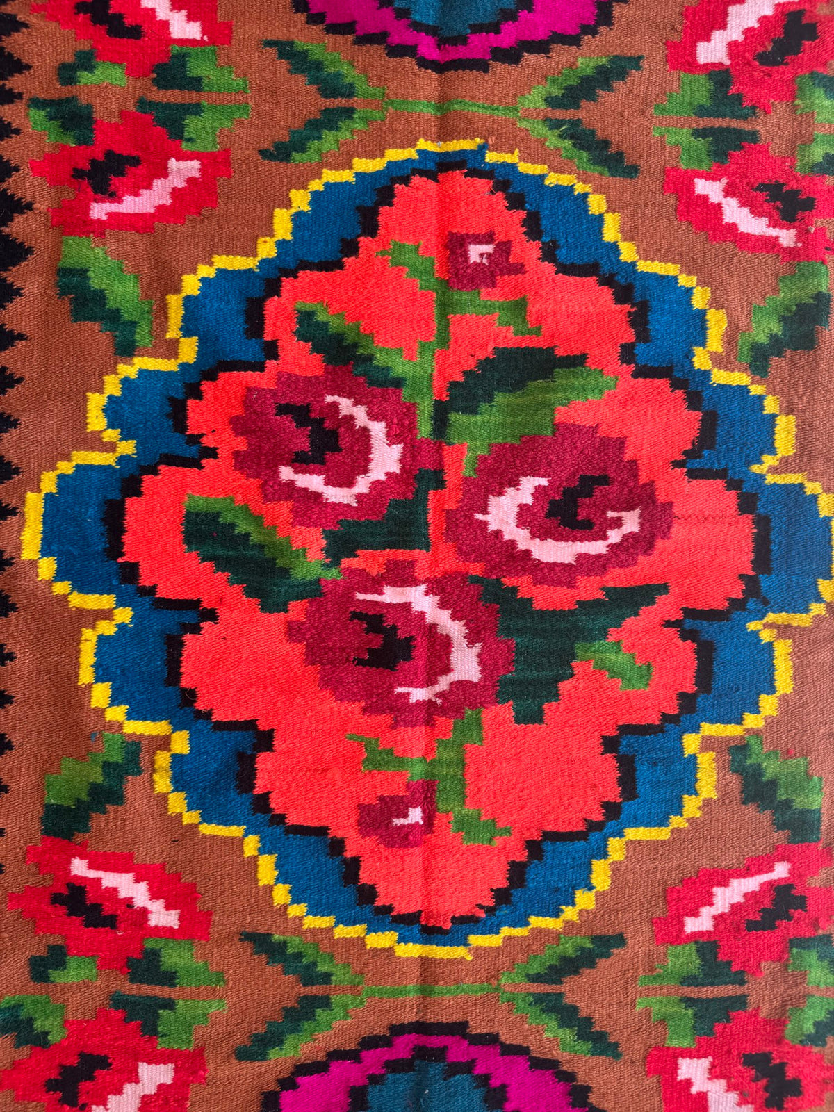 Handwoven Floral Moldavian Wool Kilim Runner, 275x115 cm, view 8