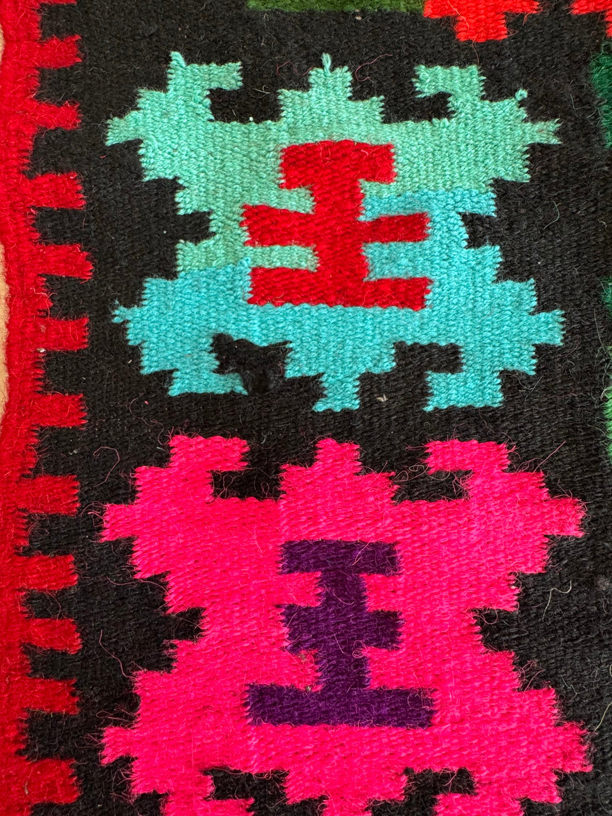 Handwoven Floral Moldavian Wool Runner Rug, 260x115 cm, view 9