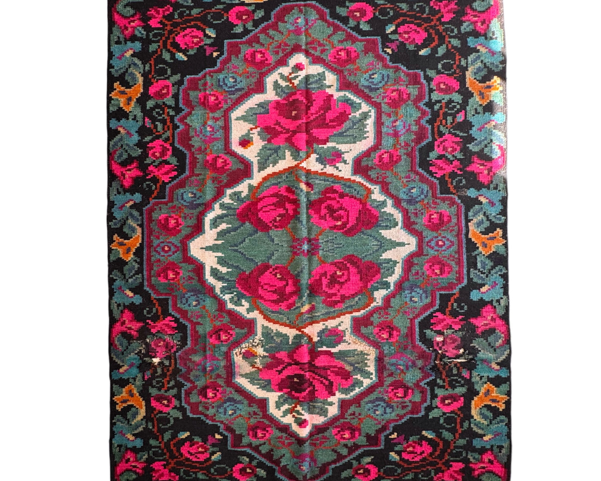 Old Floral Bessarabian Wool Rug, 300x200 cm