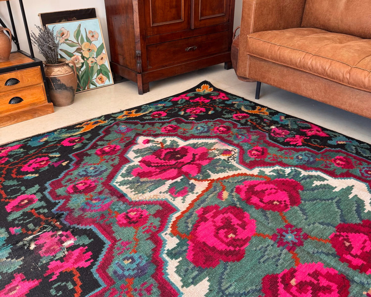 Old Floral Bessarabian Wool Rug, 300x200 cm, view 6