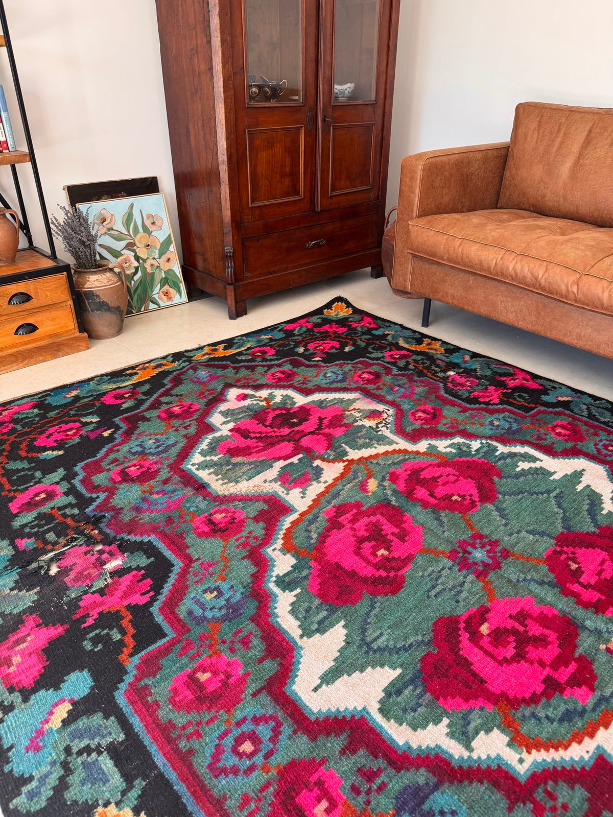 Old Floral Bessarabian Wool Rug, 300x200 cm, view 6