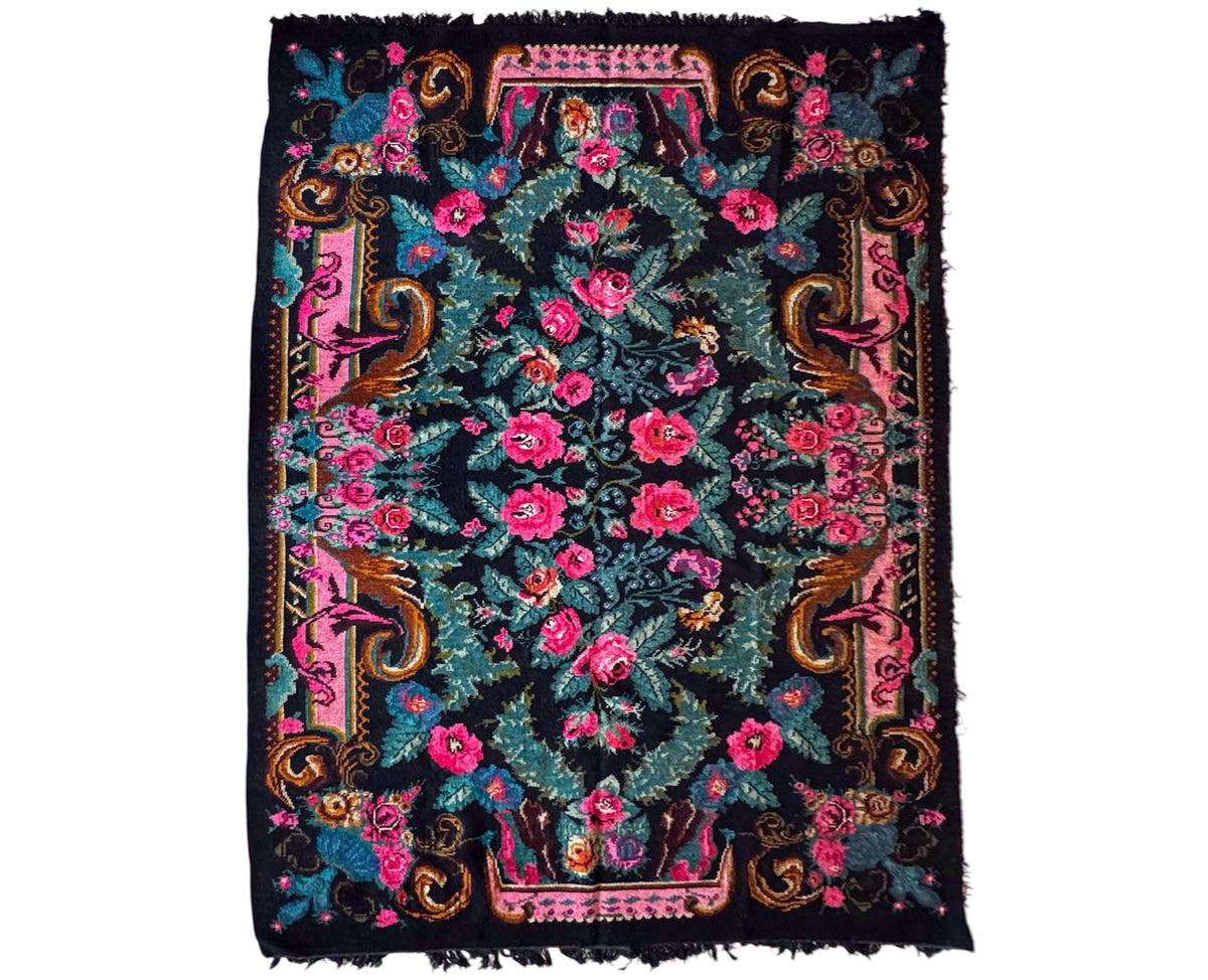 Old Floral Bessarabian Wool Rug, 390x238 cm