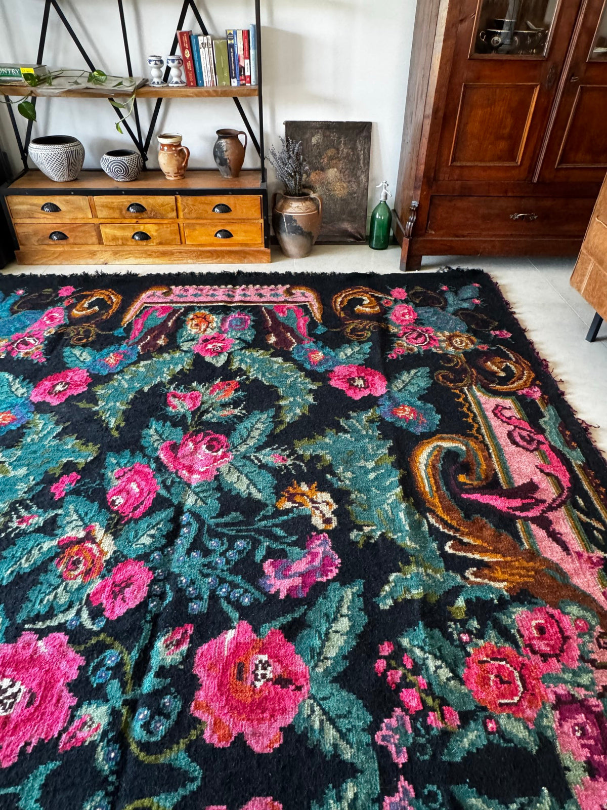 Old Floral Bessarabian Wool Rug, 390x238 cm, view 12