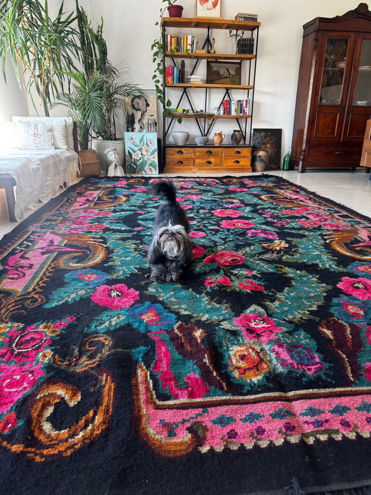 Old Floral Bessarabian Wool Rug, 390x238 cm, view 2