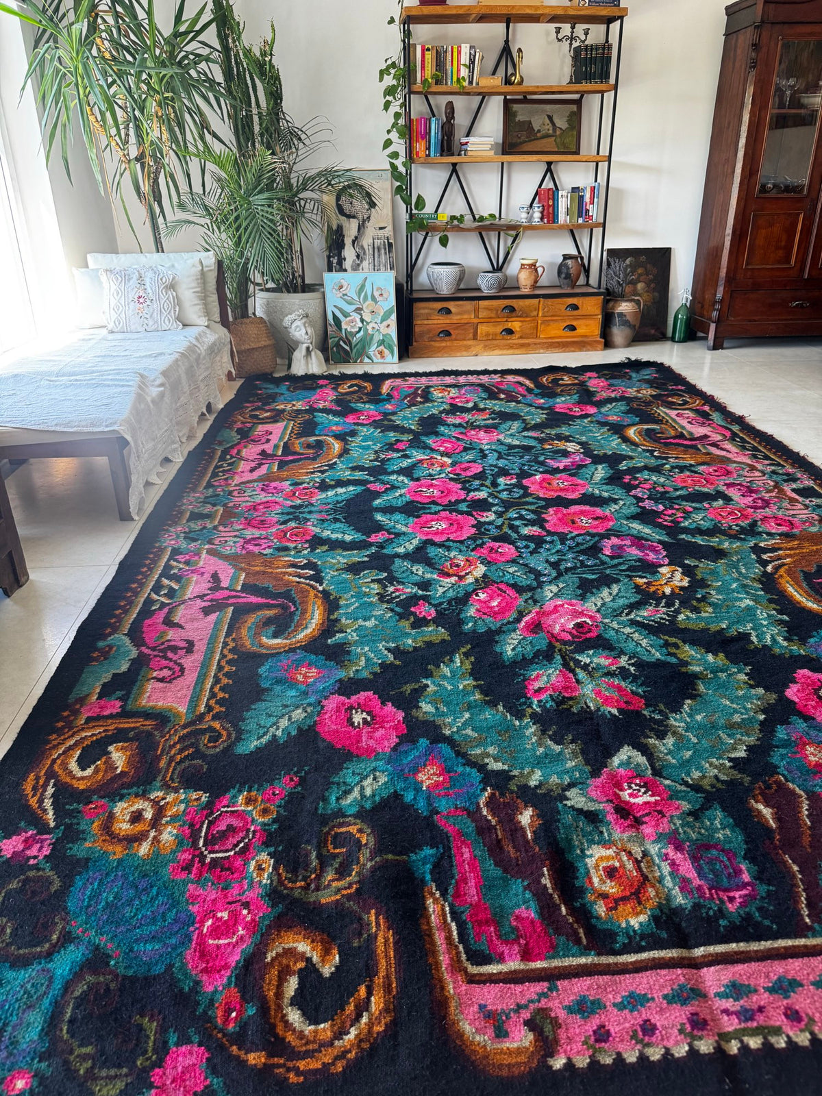 Old Floral Bessarabian Wool Rug, 390x238 cm, view 5