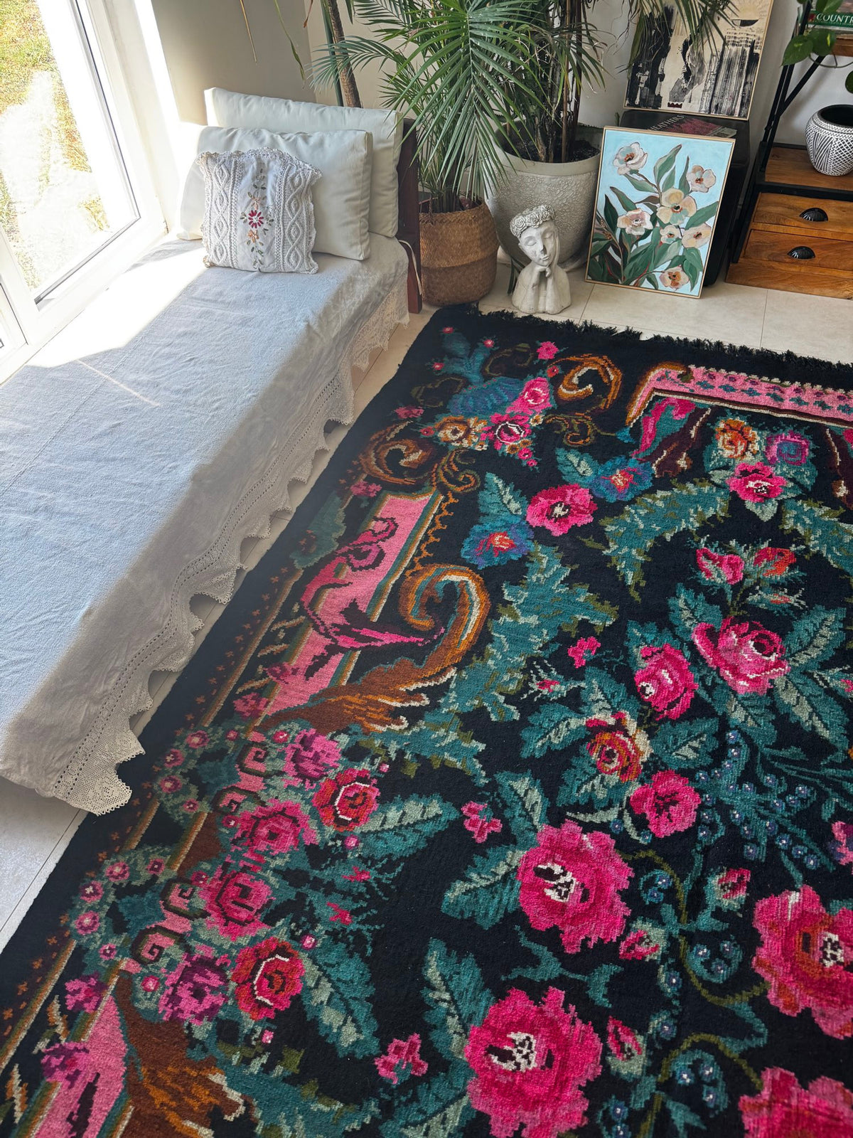 Old Floral Bessarabian Wool Rug, 390x238 cm, view 6
