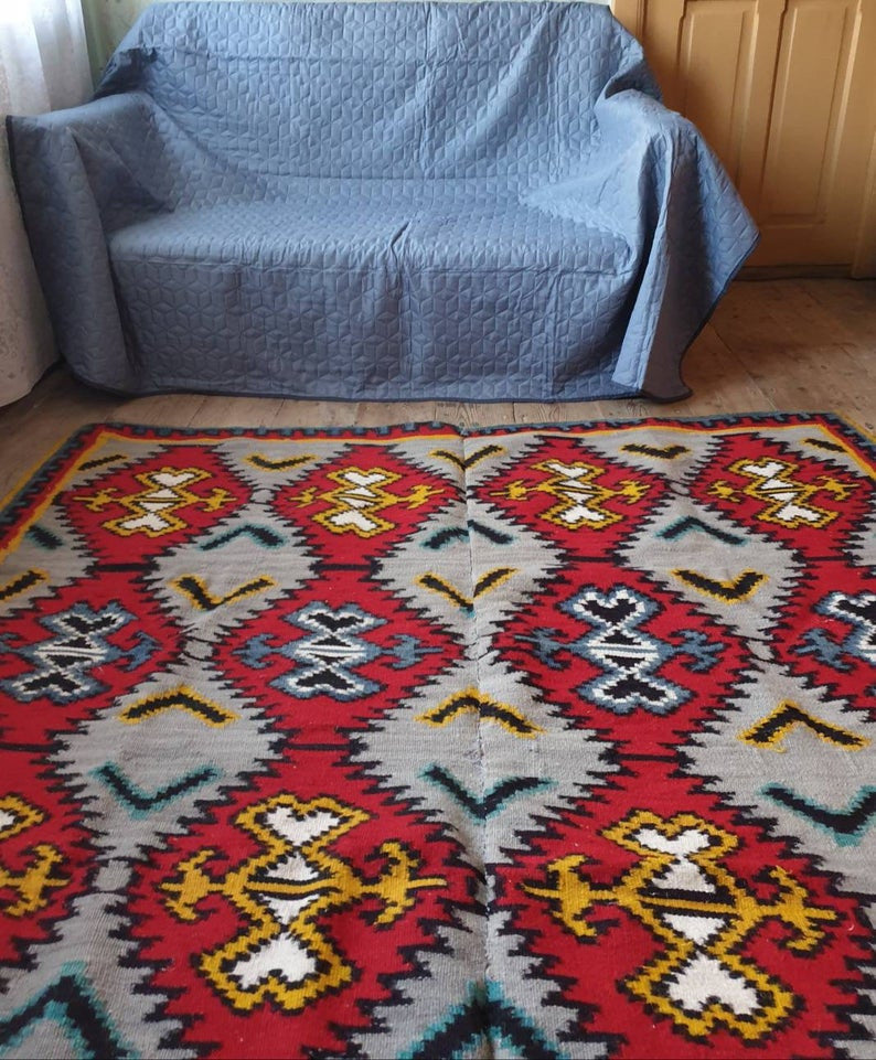 Old Romanian Kilim Rug, 250x175 cm, view 7
