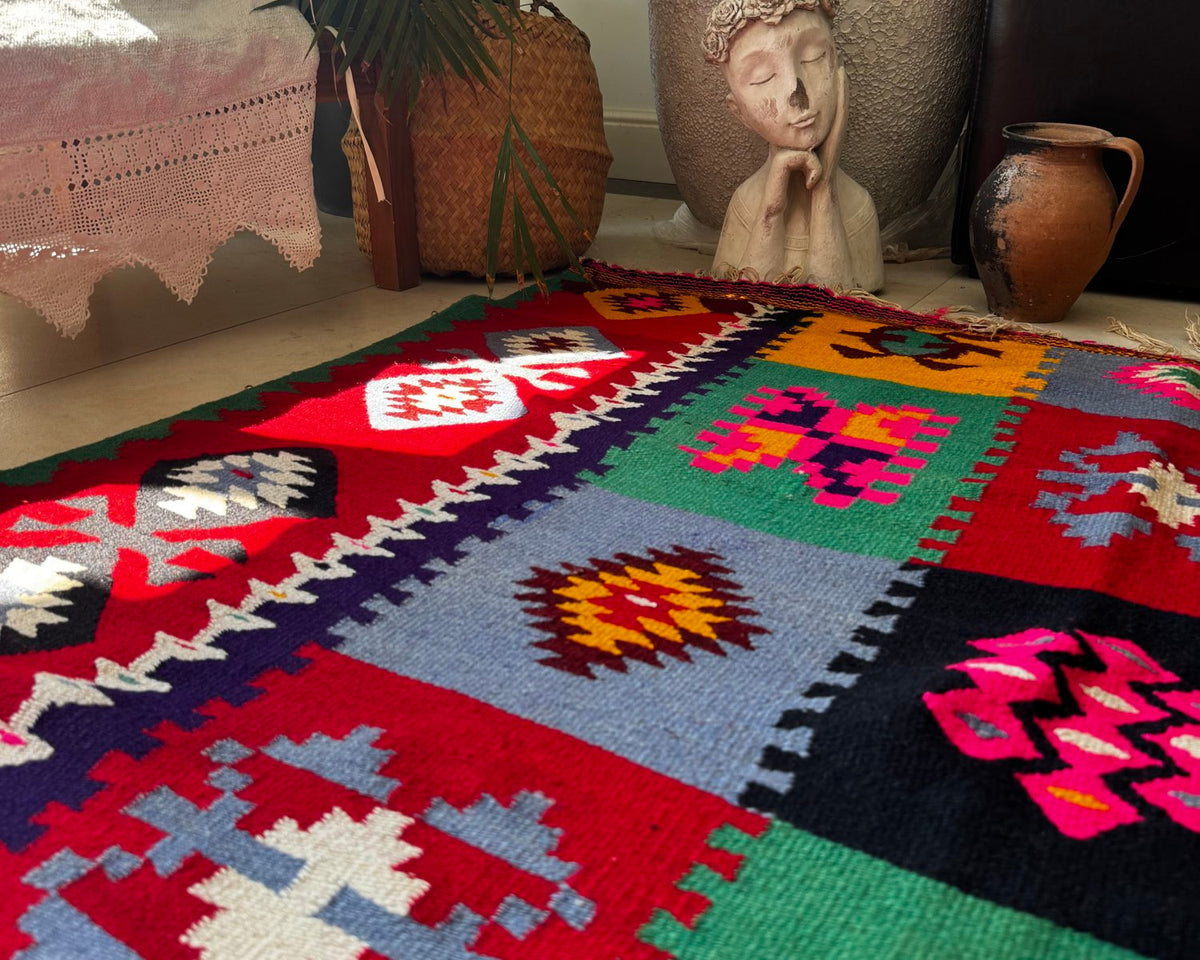 Old Geometric Romanian Kilim Runner, 345x147 cm, view 10